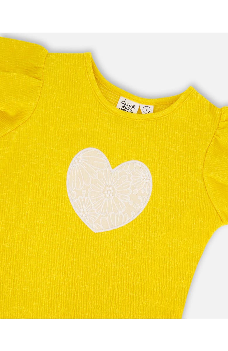 Deux par Deux Crinkle Jersey Short Sleeve Top, Alternate, color, Yellow