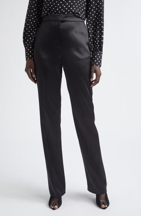 Tailored Double Duchesse Stretch Silk Pants