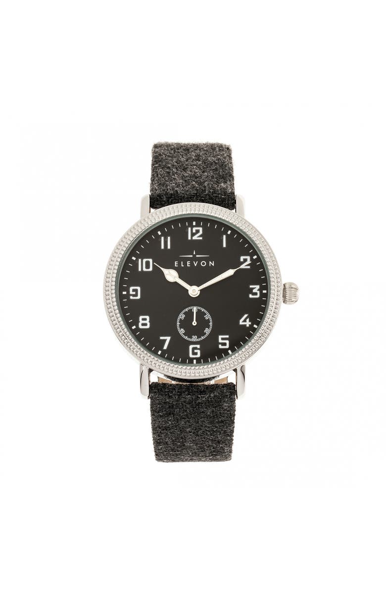 Elevon Northrop Wool-Overlaid Leather-Band Watch, Main, color, Charcoal/Black