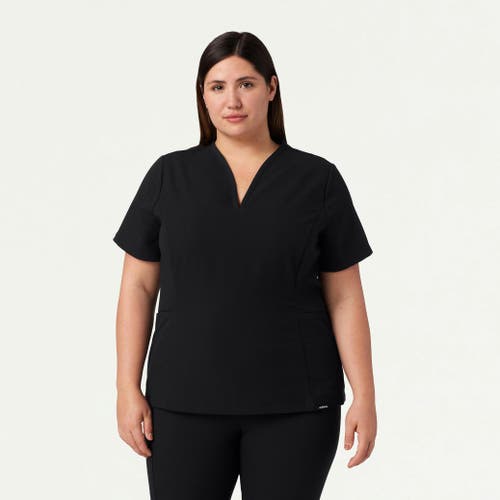 Jaanuu 2-pocket Tailored V-neck Scrub Top In Black
