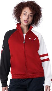 STARTER Women's Starter Red Chicago Bulls Line Up Dolman Raglan Full-Zip Track Jacket