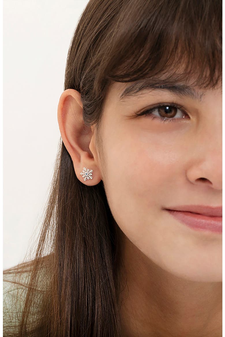 Winter Snowflake Earrings, Alternate, color, Blue