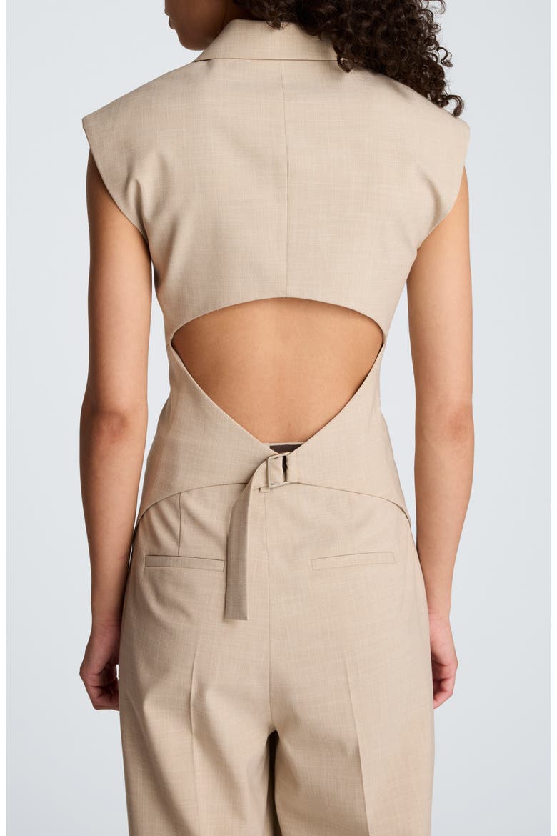 Open Back Vest, Alternate, color, TLESS TAUPE/ PURE WHITE