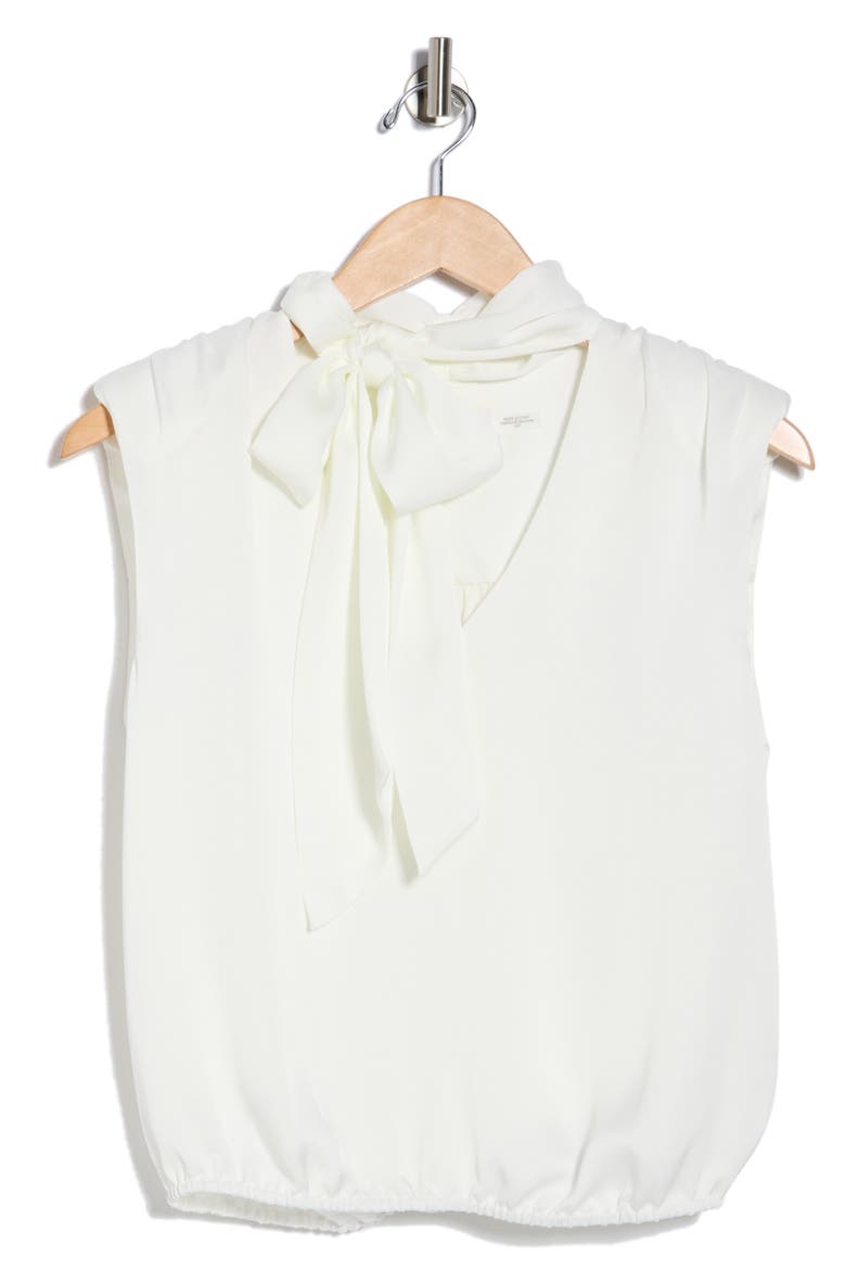 Winnet Tie Neck Satin Sleeveless Top, Alternate, color, IVORY
