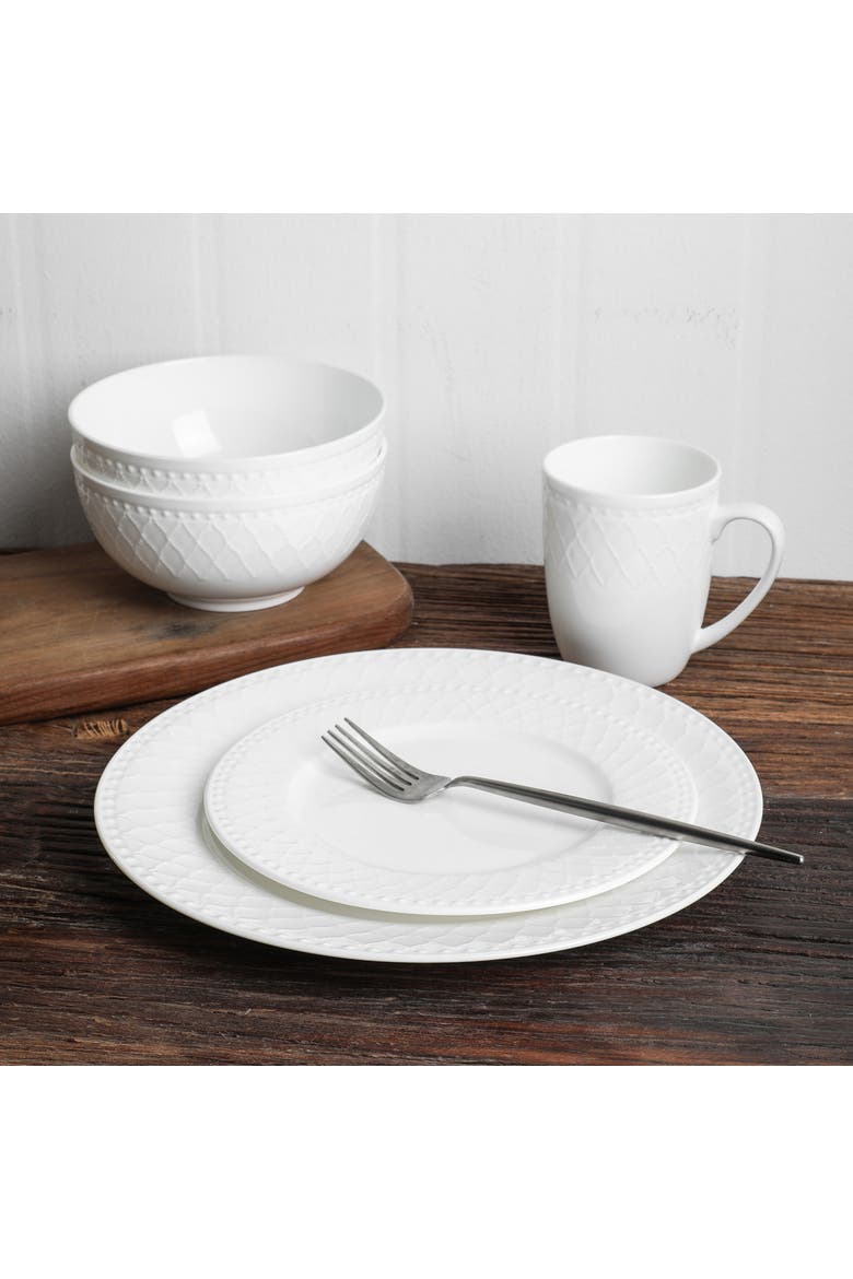 Alexandria Bone China 32-Piece Dinnerware Set, Alternate, color, White