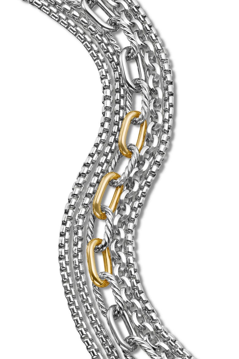 Multi-Row Chain Bracelet with 18K Yellow Gold, Alternate, color, SILVER/ GOLD