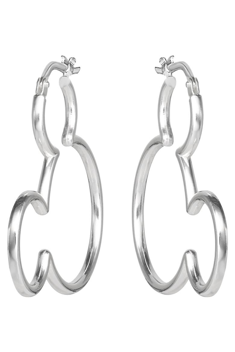 Mickey Mouse Sterling Silver Outline Hoop Earrings, Alternate, color, Silver