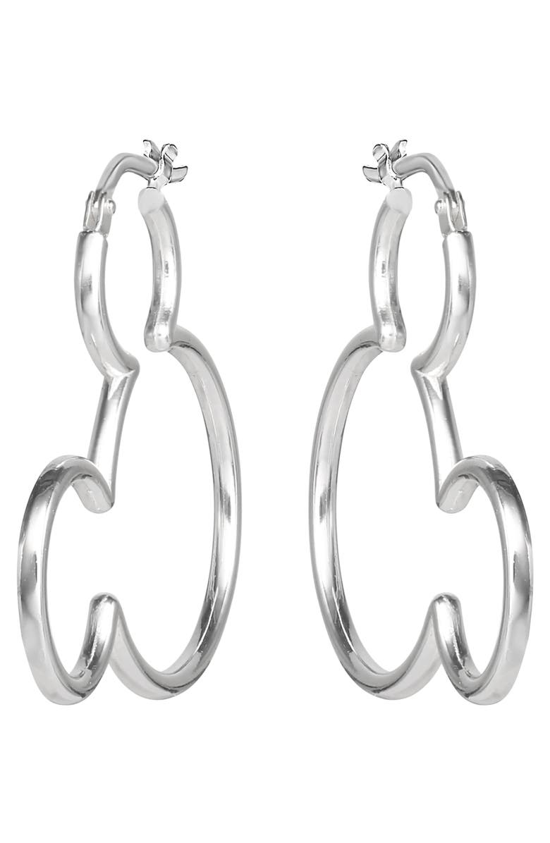 Disney Mickey Mouse Sterling Silver Outline Hoop Earrings, Alternate, color, Silver