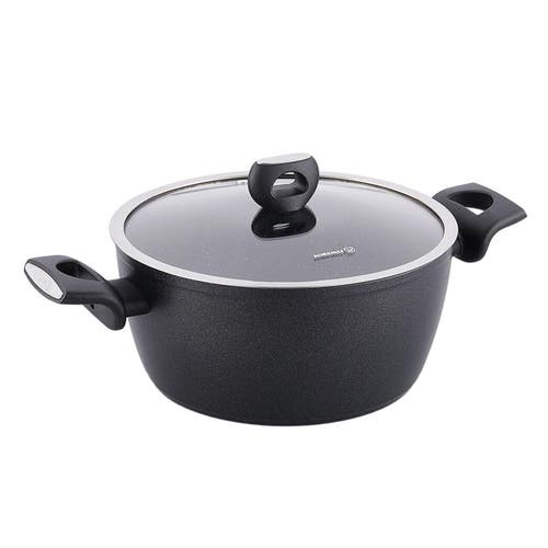 Korkmaz Nora 2 Piece 3 Liter Alumium Nonstick Casserole Dish With Lid In Black