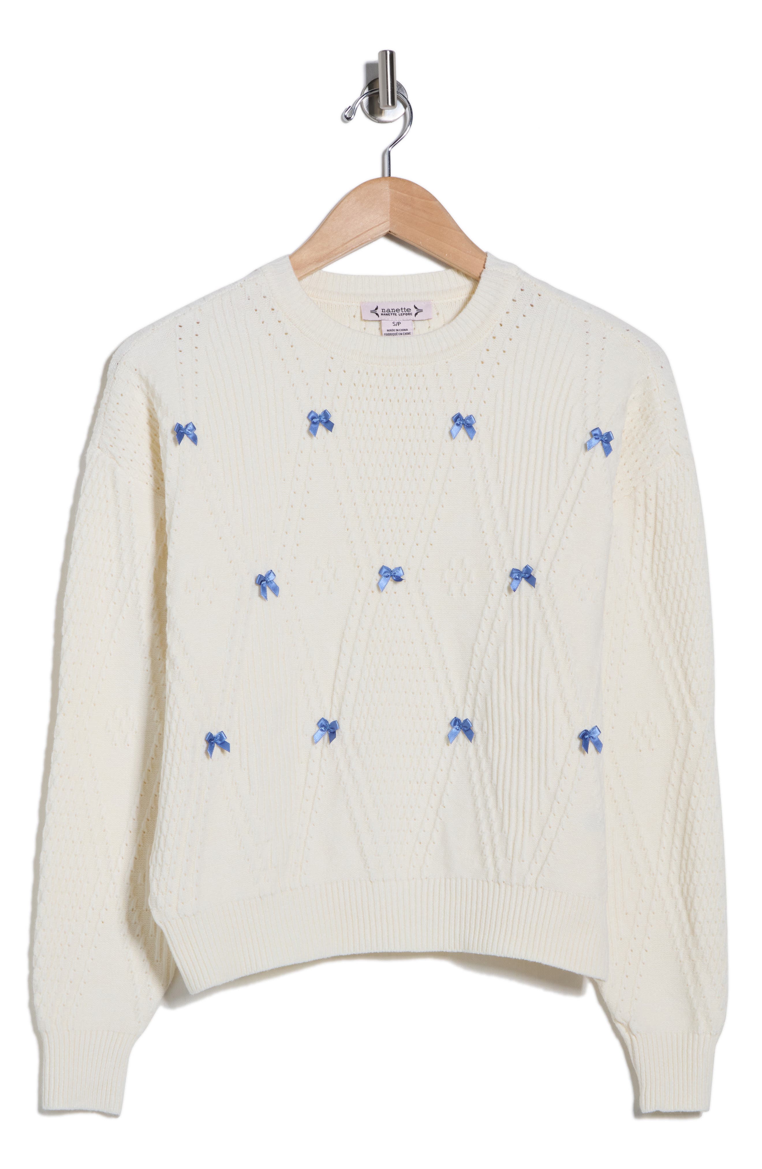 Nanette Lepore 3D Bow Pointelle Sweater