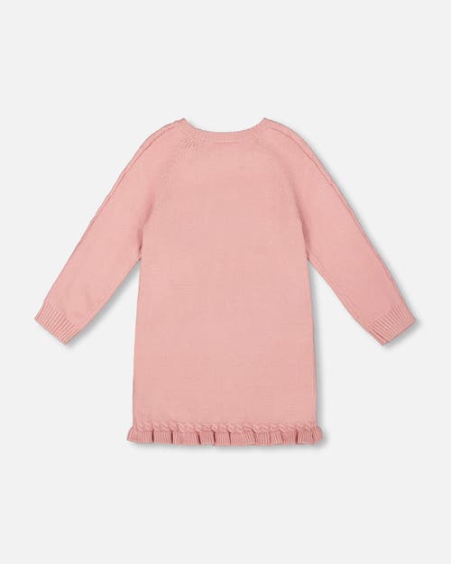 Deux Par Deux Knitted Dress With Unicorn Intarsia In Pink