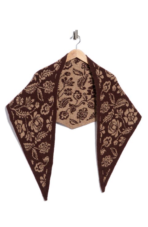 Folk Floral Jacquard Triangle Scarf