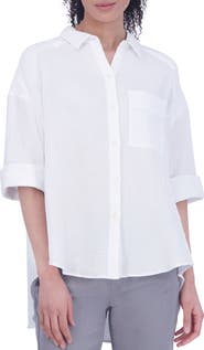 Foxcroft Joanna Cotton Gauze Button-Up Shirt