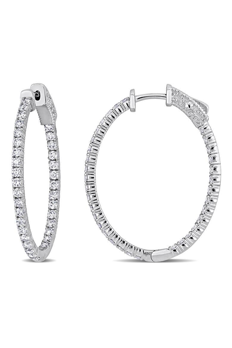 1-3/4 CTW Diamond Hoop Earrings 14k Gold, Main, color, 14k White Gold