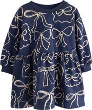 NEXT Kids' Bow Cotton Blend Sweatshirt Dress