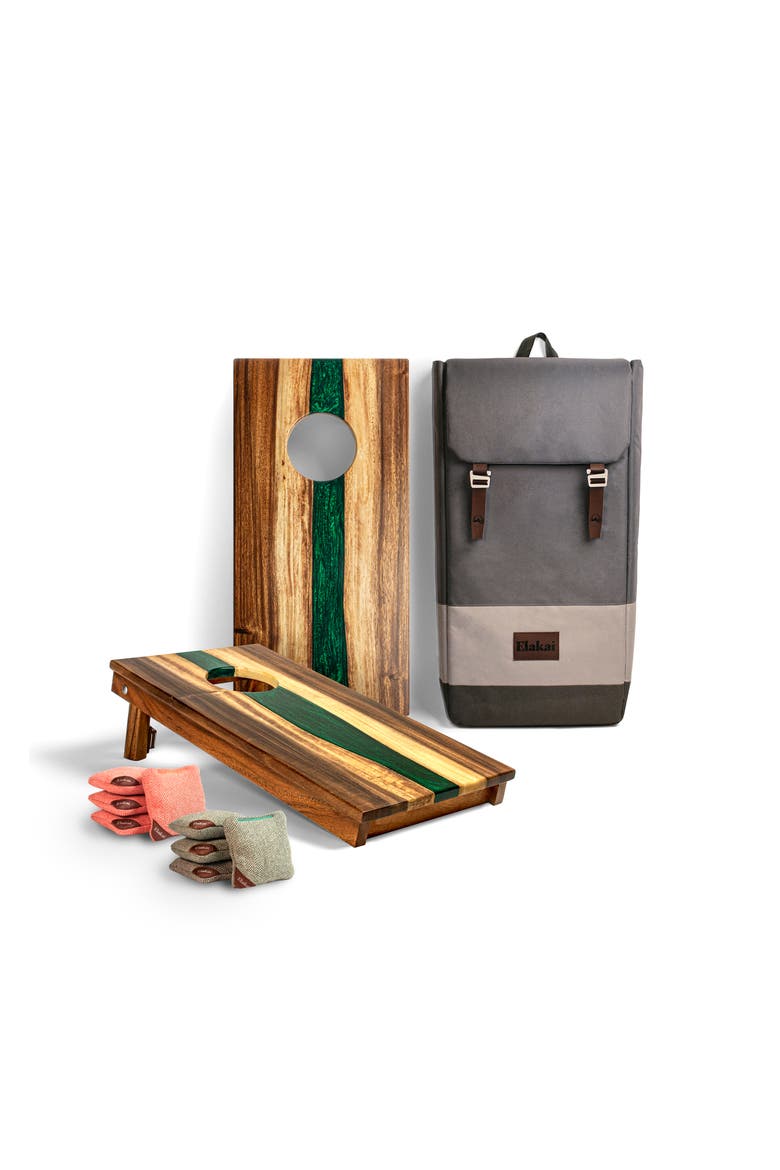 1ft x 2ft One of a Kind Green Pearl Epoxy Resin Wood Compact Travel Cornhole Board Set, Main, color, Emerald