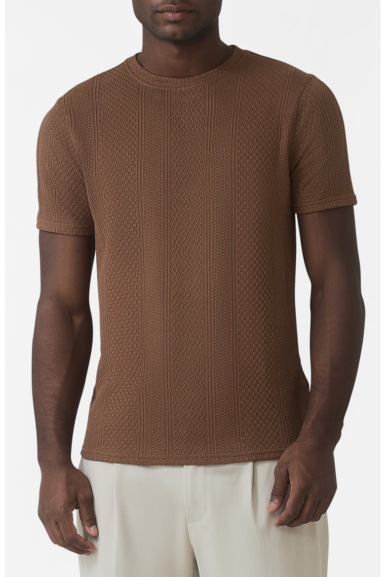 Cedro Slim Textured Tee, Main, color, Medium Brown