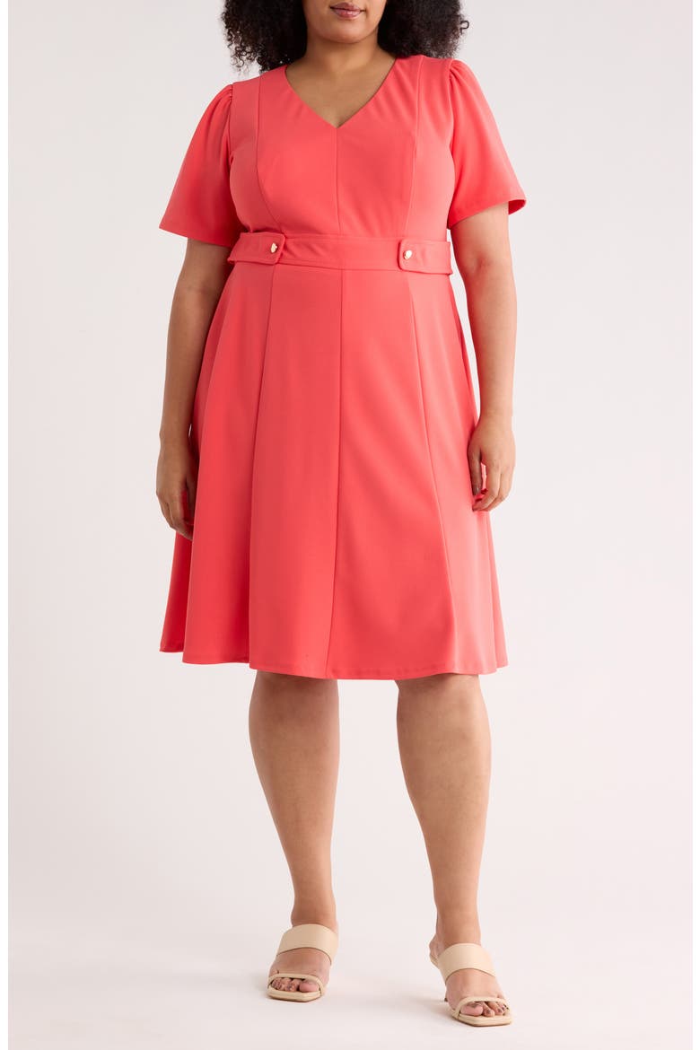 Tab Waist Midi Dress, Main, color, CAYENNE