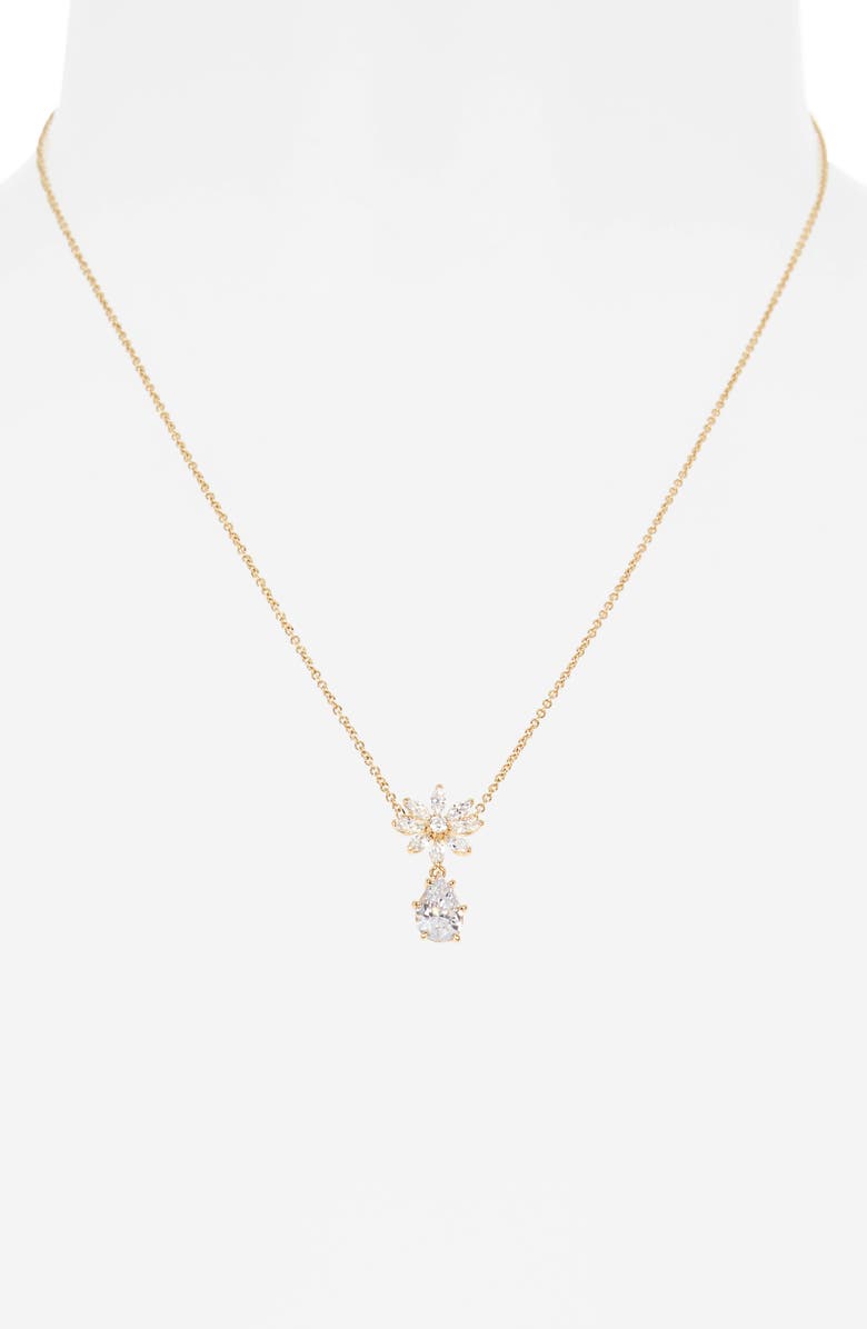 Nadri Wildflower Daisy Drop Cubic Zirconia Pendant Necklace, Alternate, color,