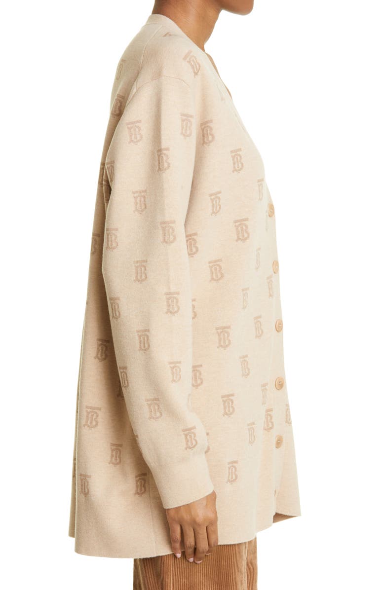 Burberry Women's Salena TB Logo Jacquard Wool & Silk Blend Cardigan, Alternate, color, 