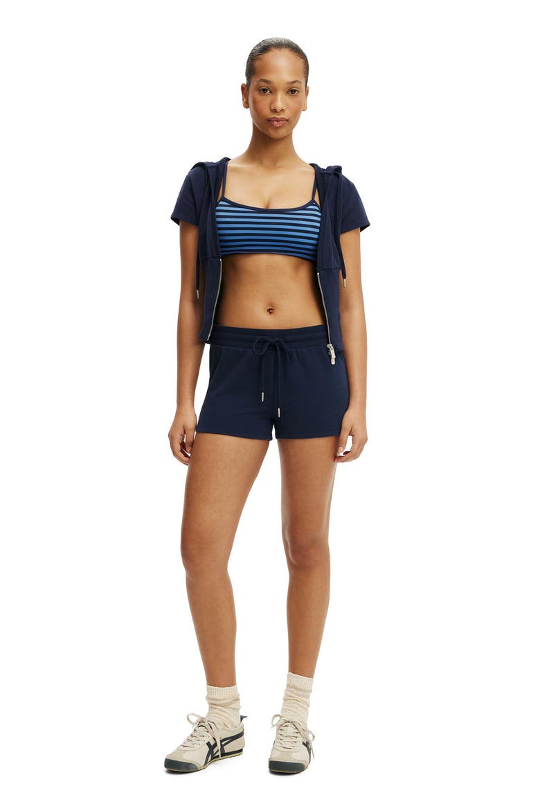 Women's Active Sculpt Fleece Mini Short, Alternate, color, Prep Sport Navy