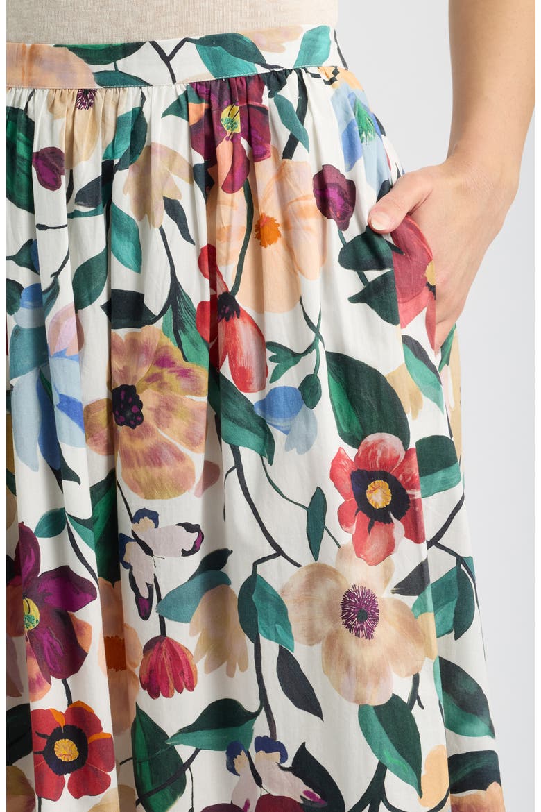 Maeve Floral Organic Cotton Ankle Skirt, Alternate, color, ANDALUSIA PRINT