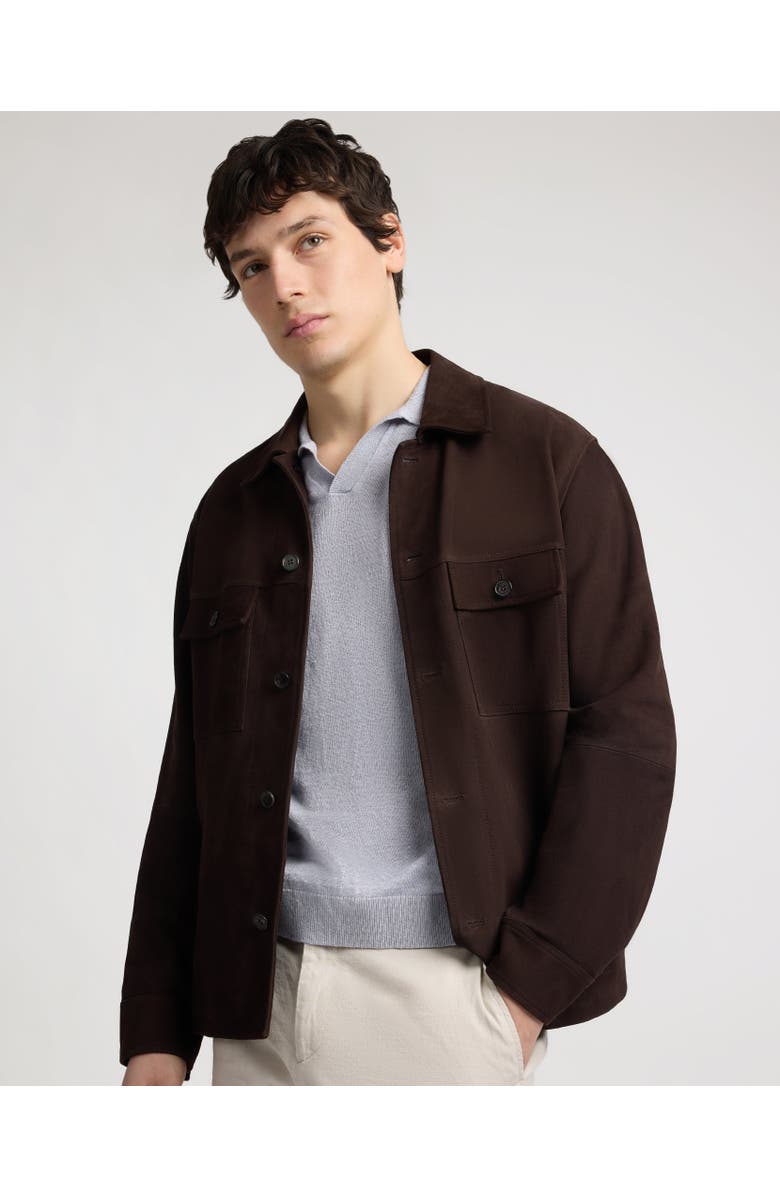 Onia Suede Traveler Jacket, Main, color, Chocolate