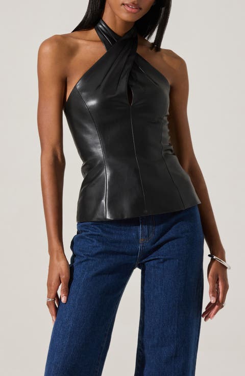 Yaritza Faux Leather Halter Top