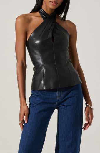 ASTR the Label Yaritza Faux Leather Halter Top