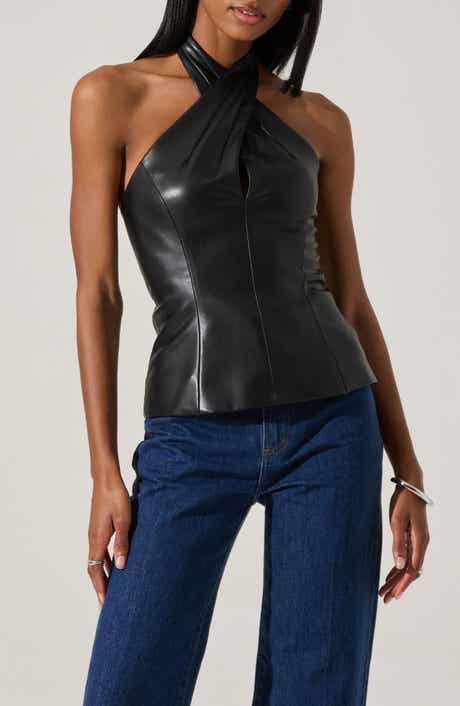 ASTR the Label Yaritza Faux Leather Halter Top