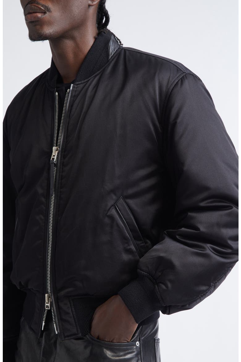 Soft Silk Satin Bomber Jacket, Alternate, color, BLACK/ GREEN