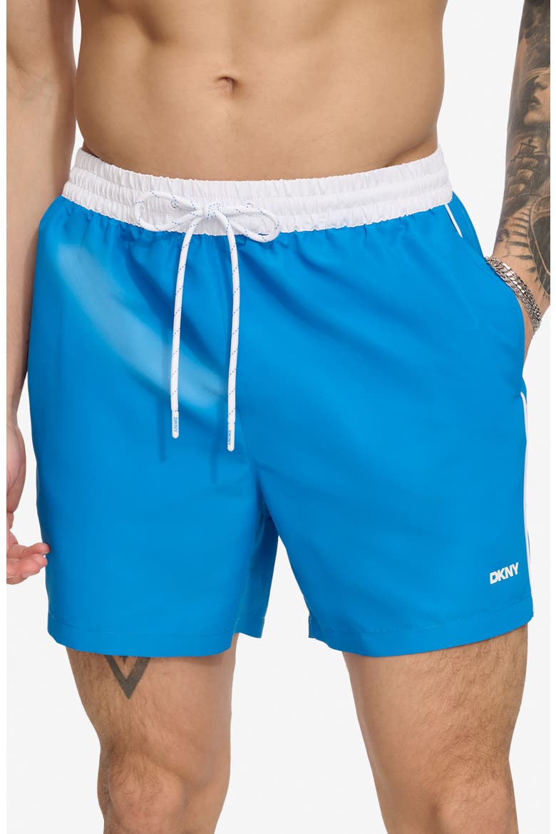 Two-Tone Swim Trunks, Main, color, BLUE