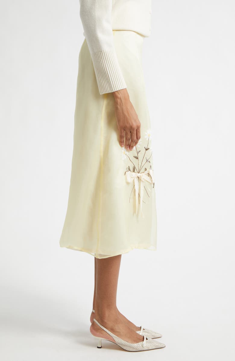 Tanner Fletcher Gender Inclusive Lisel Embroidered Daisy Silk Organza, Alternate, color, Yellow