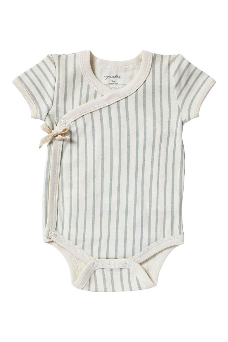Stripes Away Organic Cotton Wrap Bodysuit, Main, color, STRIPES AWAY SEA