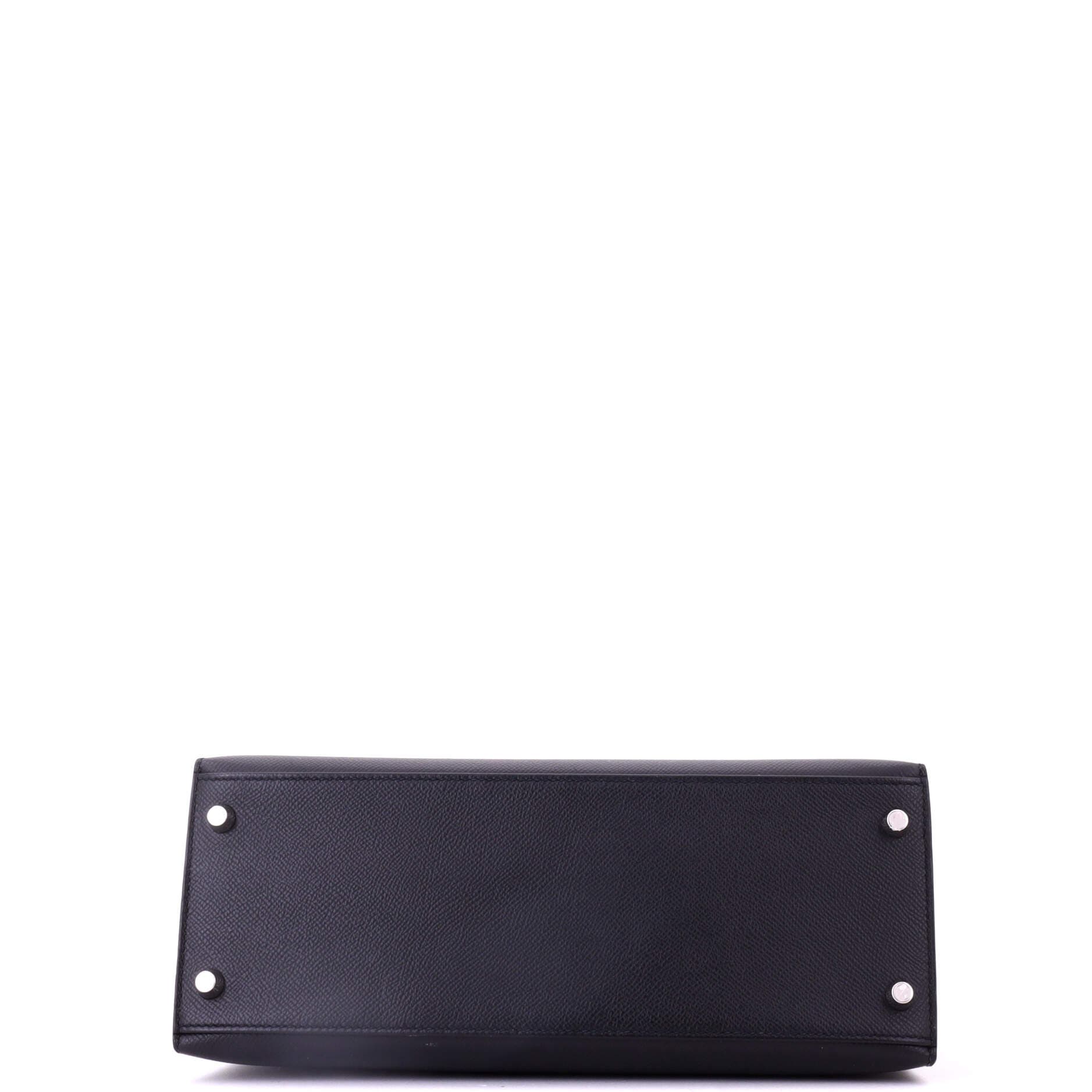 Pre-Owned Hermes Kelly Handbag Black Epsom with Palladium Hardware 28, Alternate, color, Noir