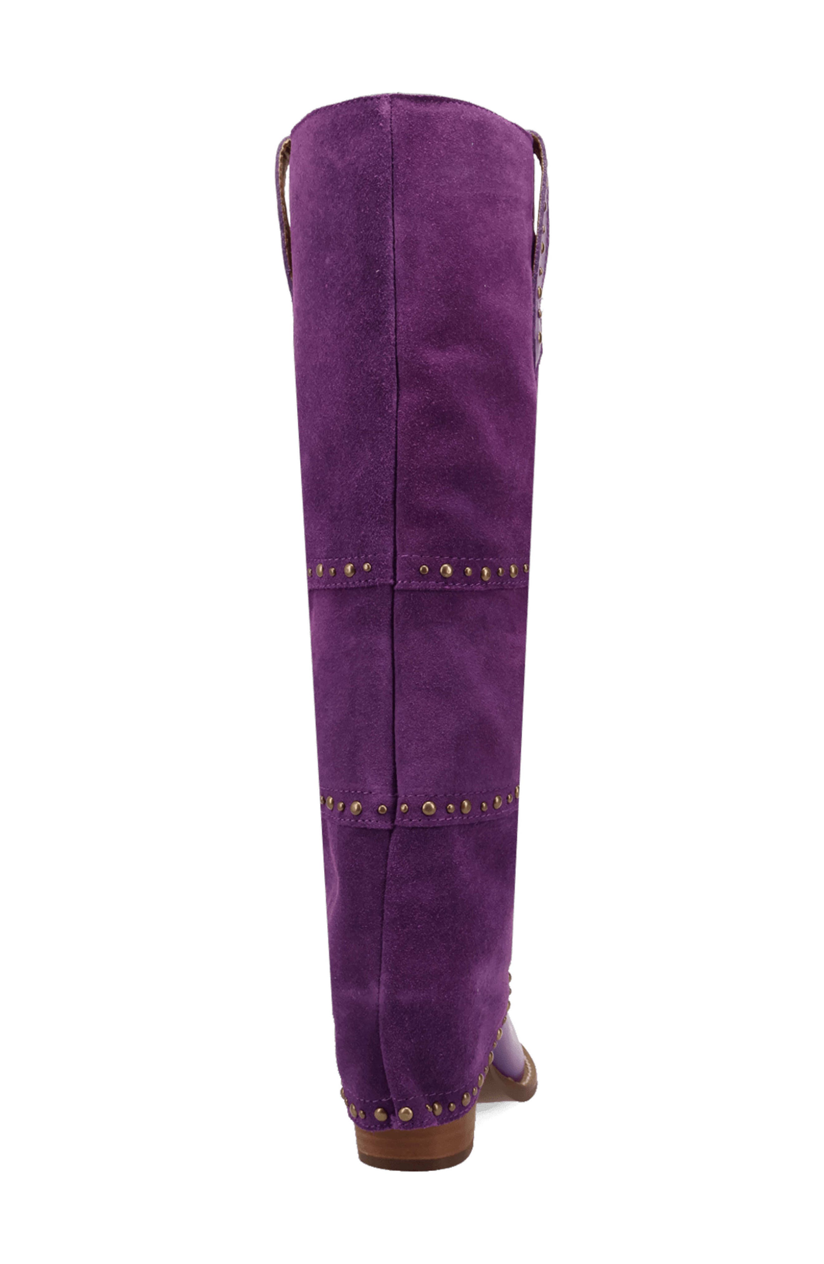Texani Studded Knee High Boot, Alternate, color, PURPLE
