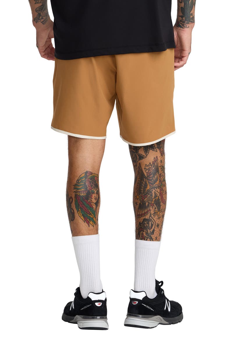 Yogger Stretch Contrast Shorts, Alternate, color, CAMEL
