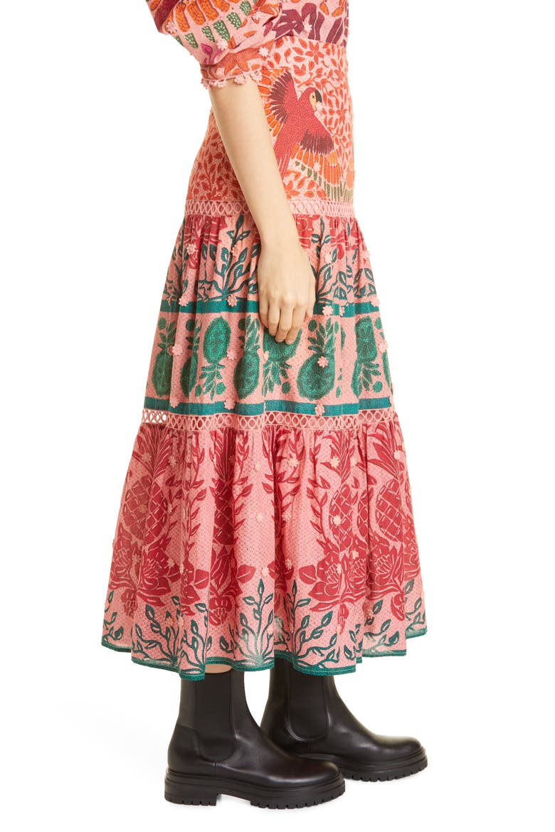 Ainika Macaws Print Cotton Skirt, Alternate, color, LIGHT PINK