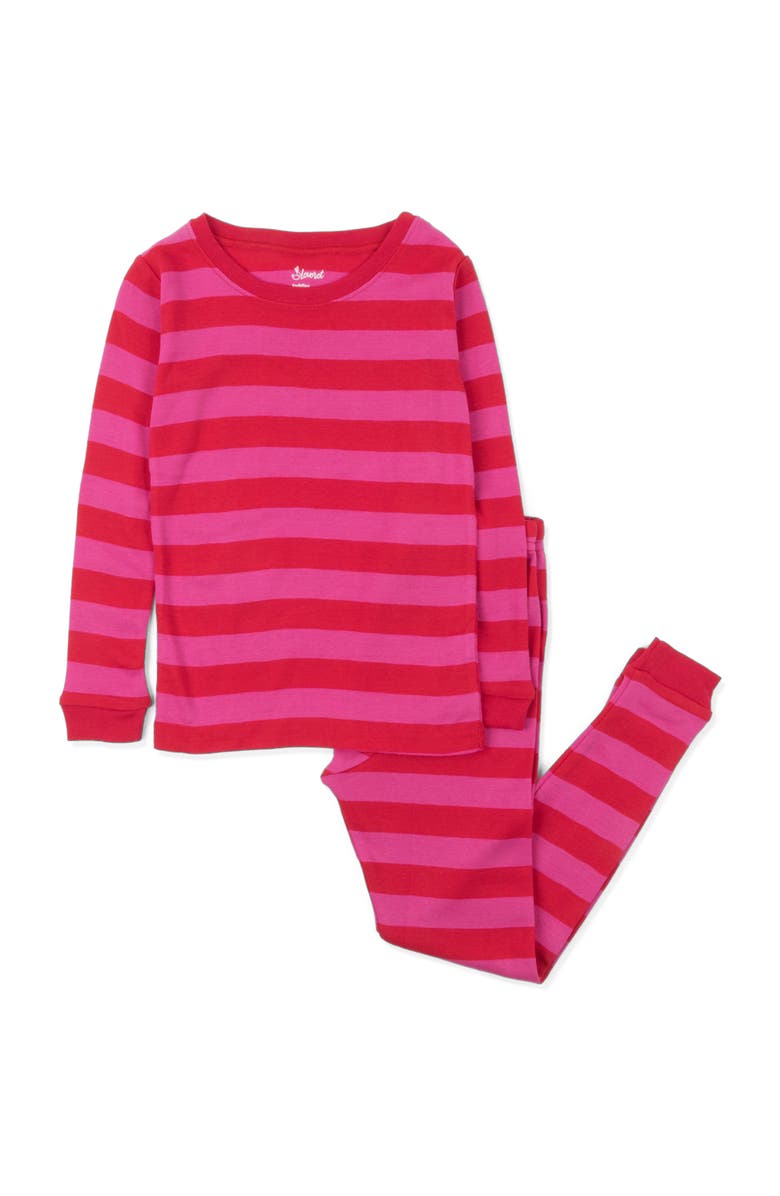 Leveret Kids Two-Piece Striped Cotton Matching Family Pajamas, Alternate, color, Red & Pink