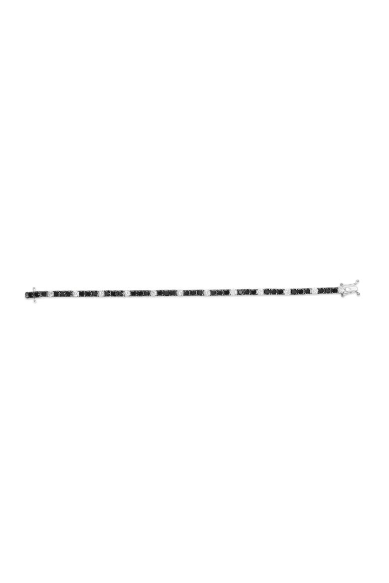 Silver 10.0Cttw Black and White Diamond Tennis Bracelet, Alternate, color, White