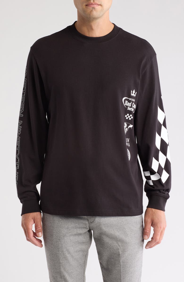 HUGO Dasino Cotton Graphic Sweatshirt, Main, color, Blk