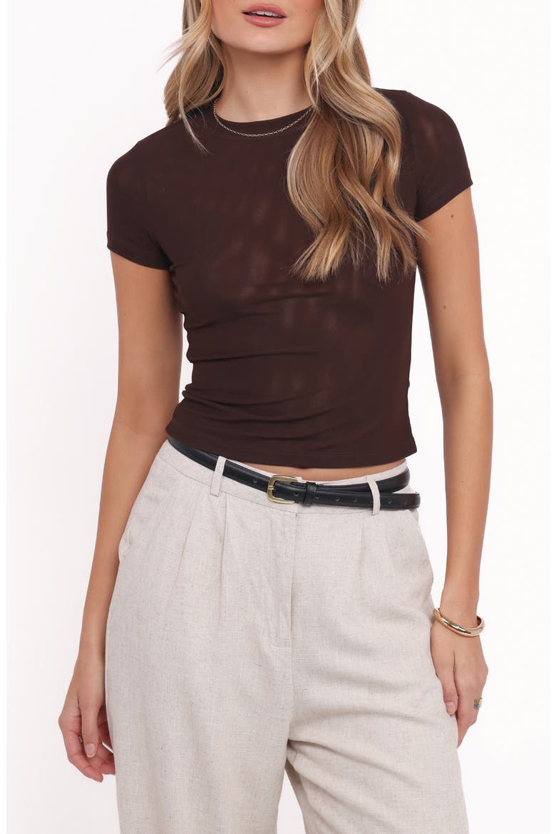 Vivian Mesh T-Shirt, Main, color, BROWN