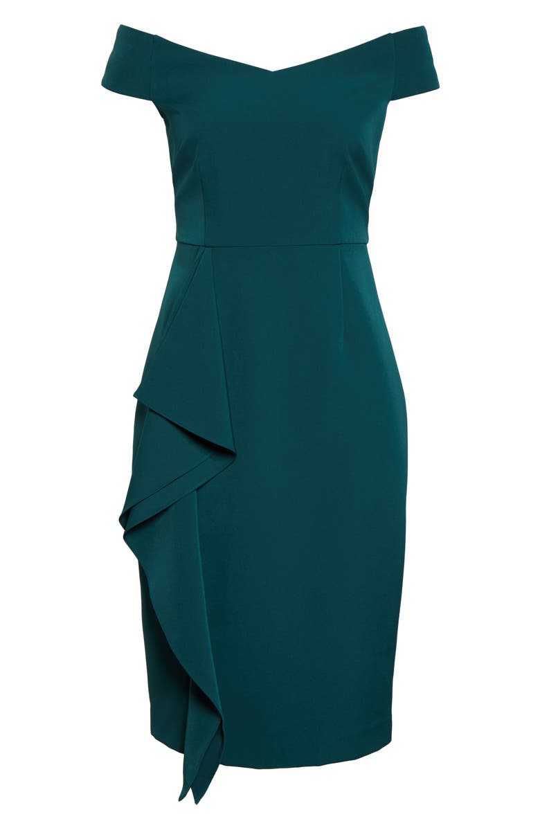 Vince Camuto Off the Shoulder Front Ruffle Cocktail Dress, Alternate, color, 