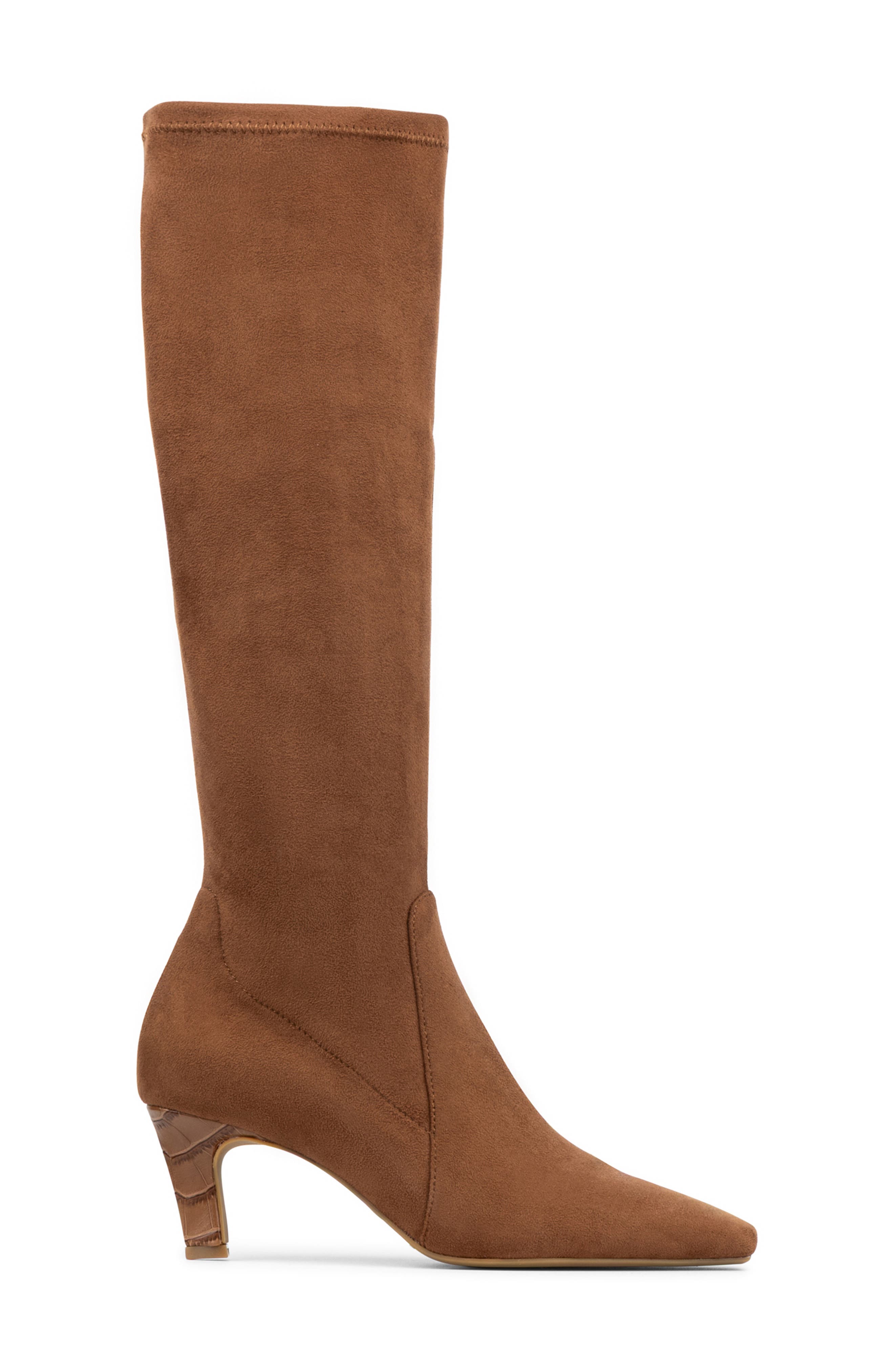 Kitten Heel Knee High Boot, Alternate, color, SADDLE