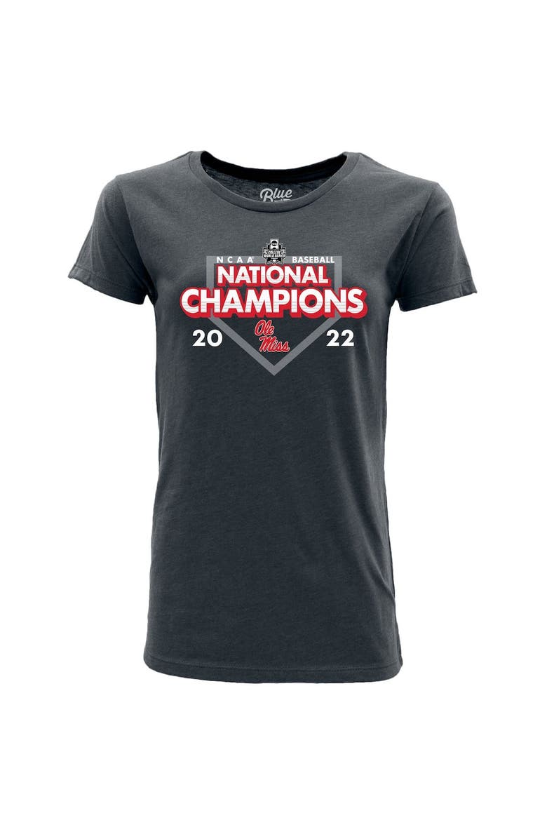 BLUE 84 Women's Blue 84 Heathered Navy Ole Miss Rebels 2022 NCAA Men's Baseball College World Series Champions Schedule T-Shirt, Alternate, color, 