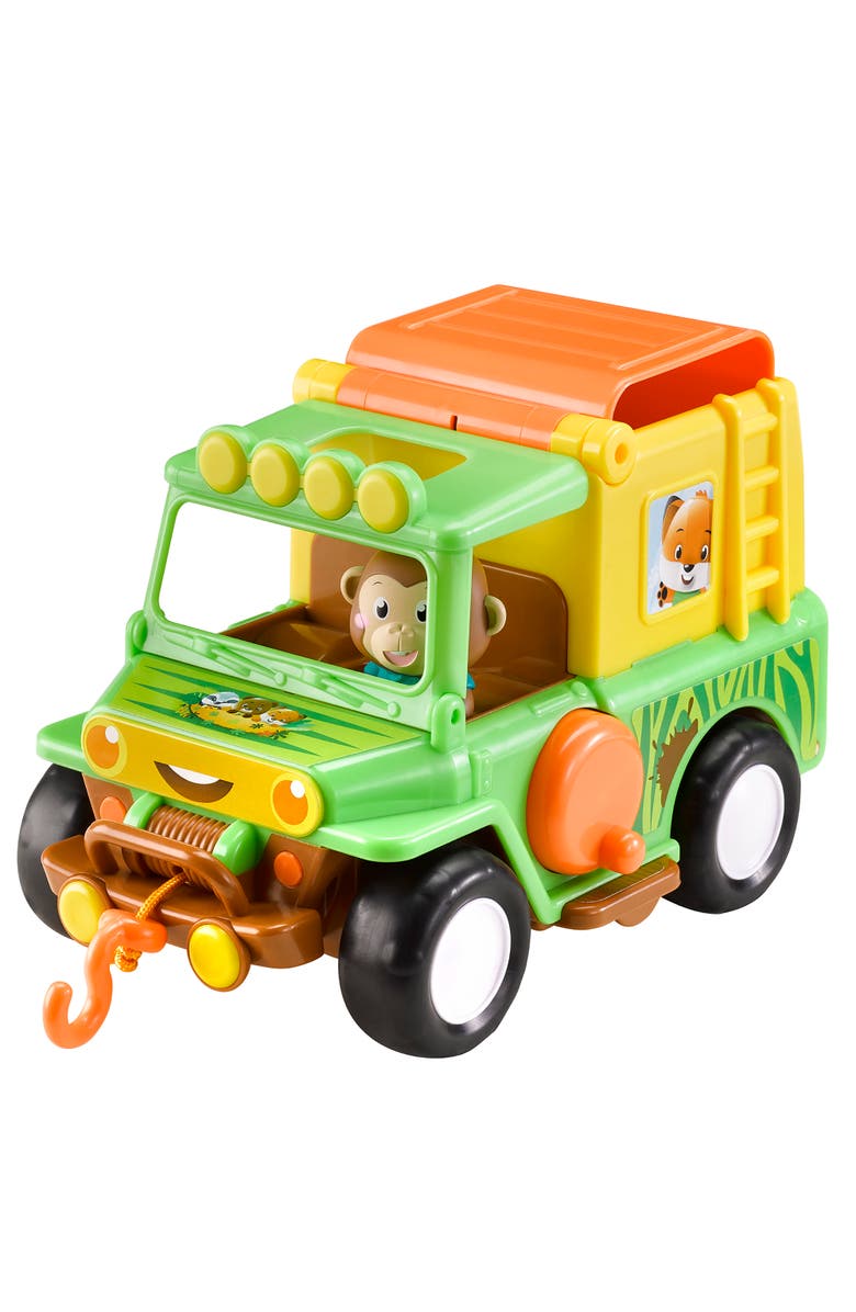 Timber Tots Safari Jeep 4X4 Vehicle, Monkey Figure, Alternate, color, Multicolored