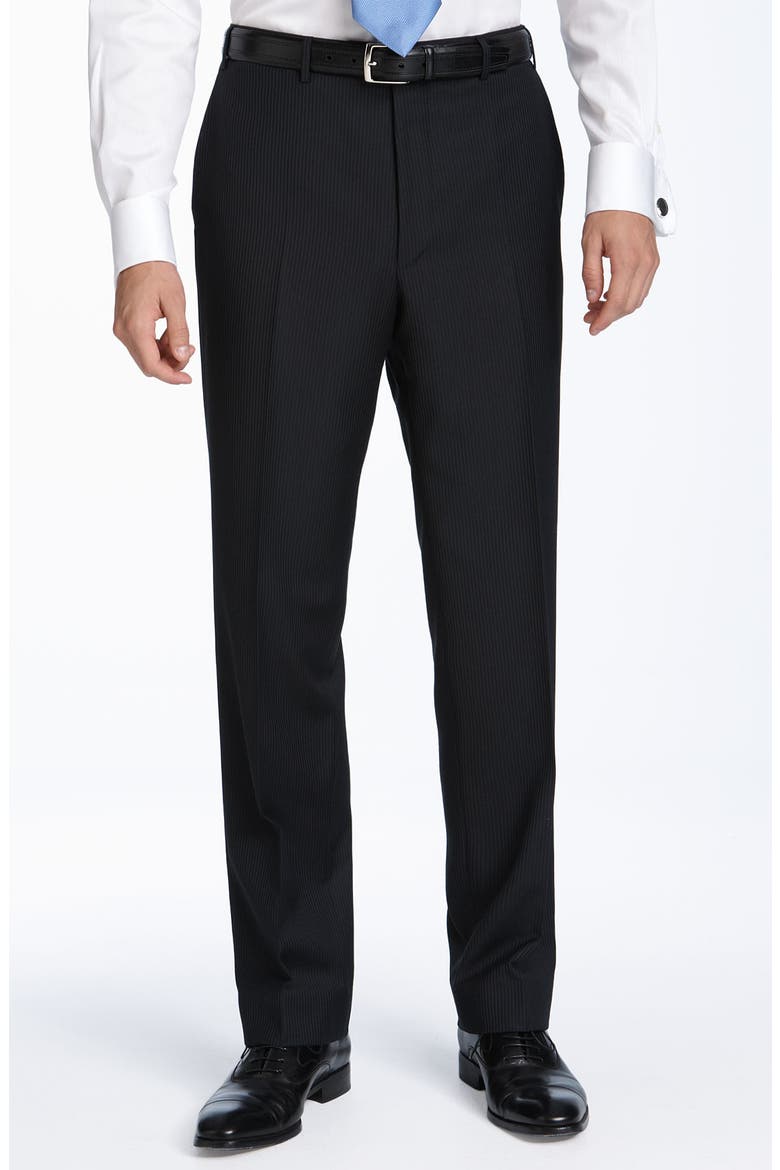 Black Stripe Wool Suit, Alternate, color, BLACK STRIPE