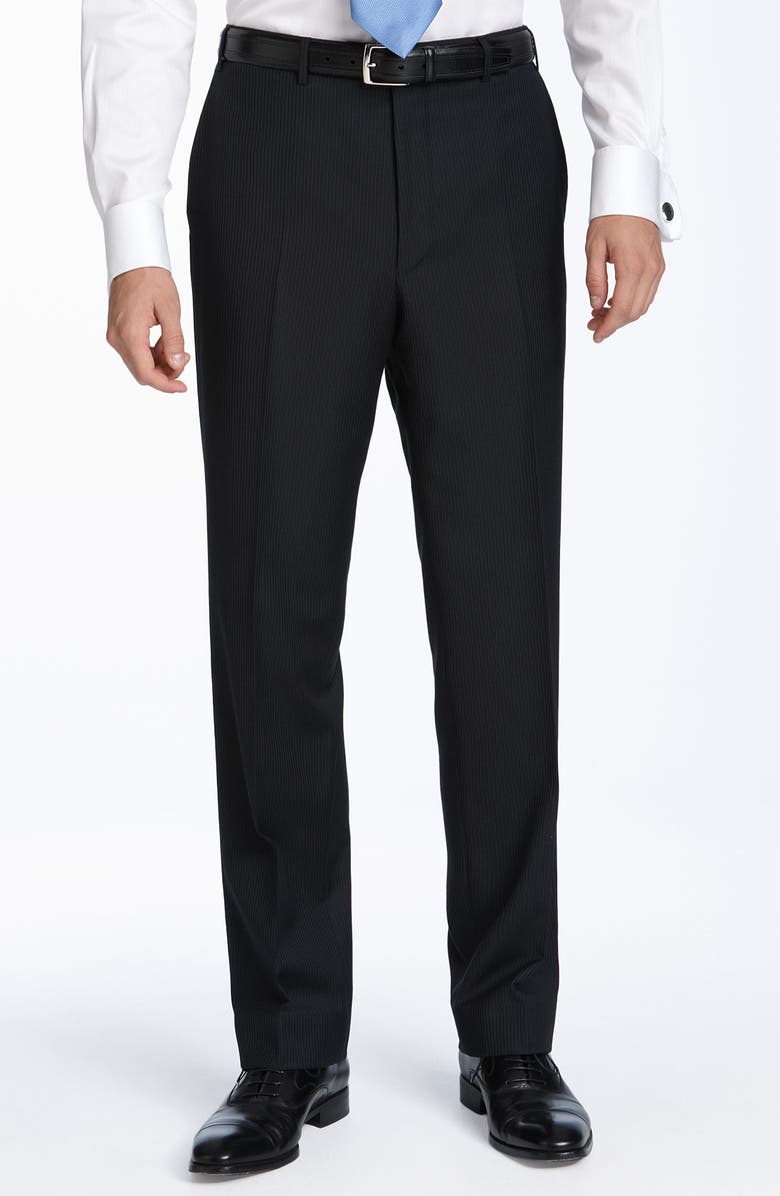 Canali Black Stripe Wool Suit, Alternate, color, 