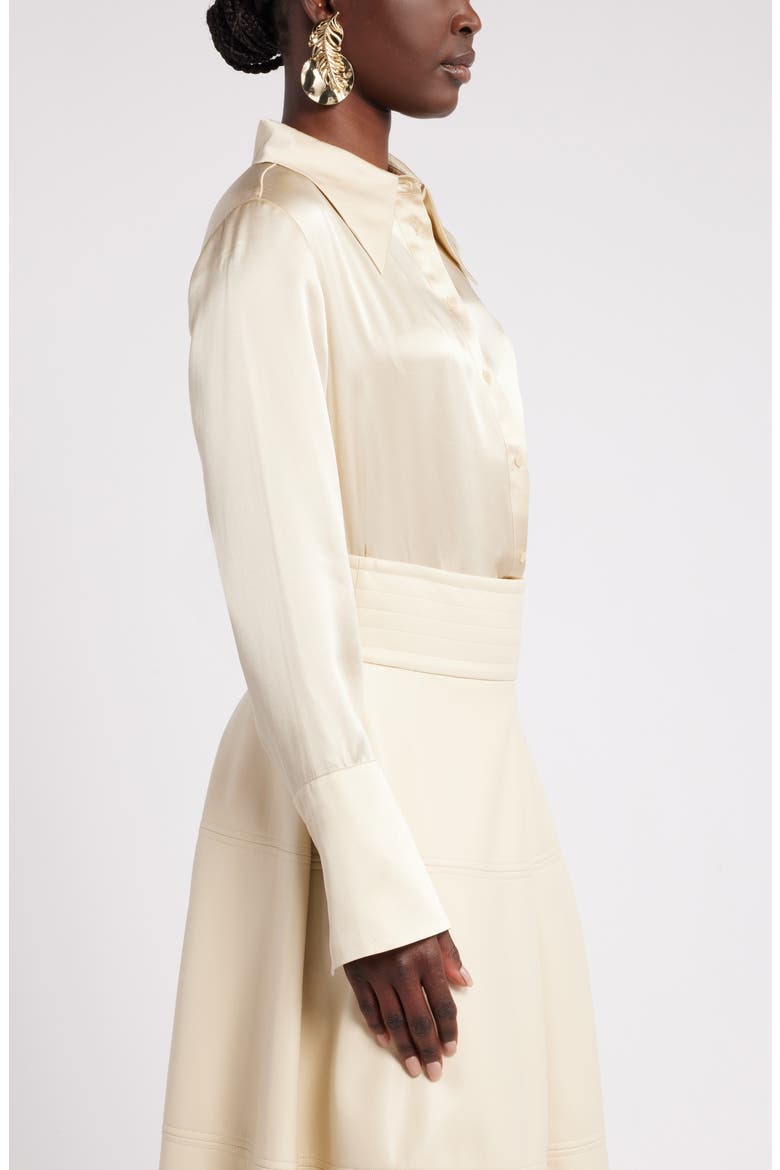 Megan Renee Silk Button-Up Shirt, Alternate, color, BEIGE BURNT