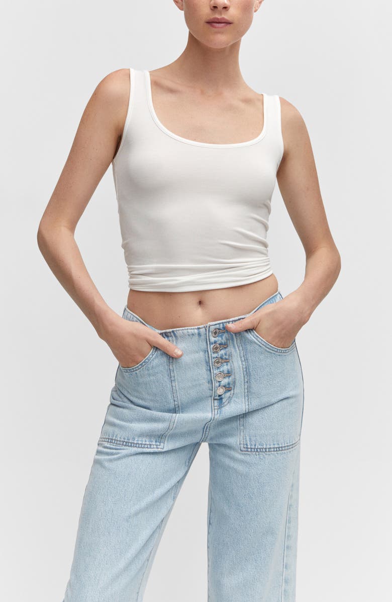 MANGO High Waist Crop Straight Leg Jeans, Alternate, color, 